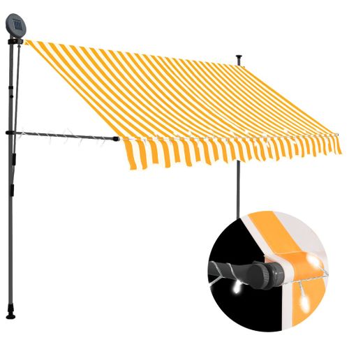 VidaXL luifel handmatig uittrekbaar met LED 250 cm wit en oranje