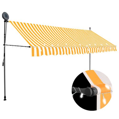 VidaXL luifel handmatig uittrekbaar met LED 400 cm wit en oranje