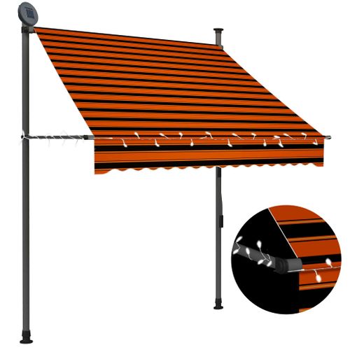 VidaXL luifel handmatig uittrekbaar met LED 150 cm oranje en bruin