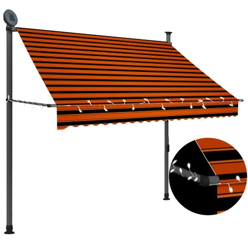 VidaXL luifel handmatig uittrekbaar met LED 200 cm oranje en bruin